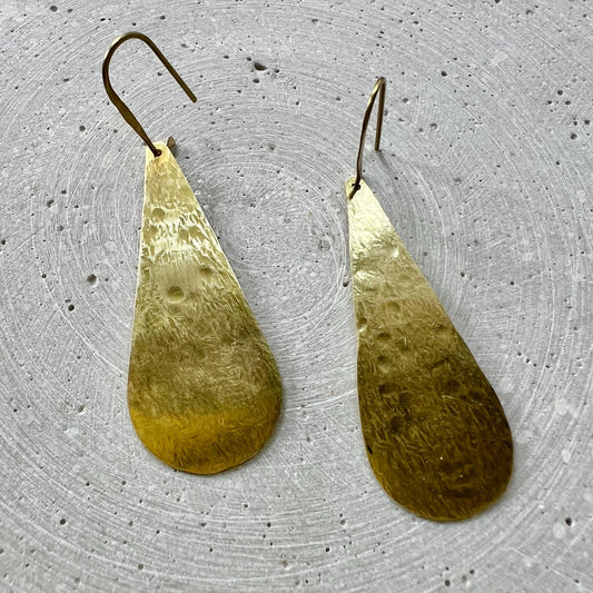 Extra Large Tear Earrings, Drop Shaped Dangle Earring, Minimalist Brass Jewelry