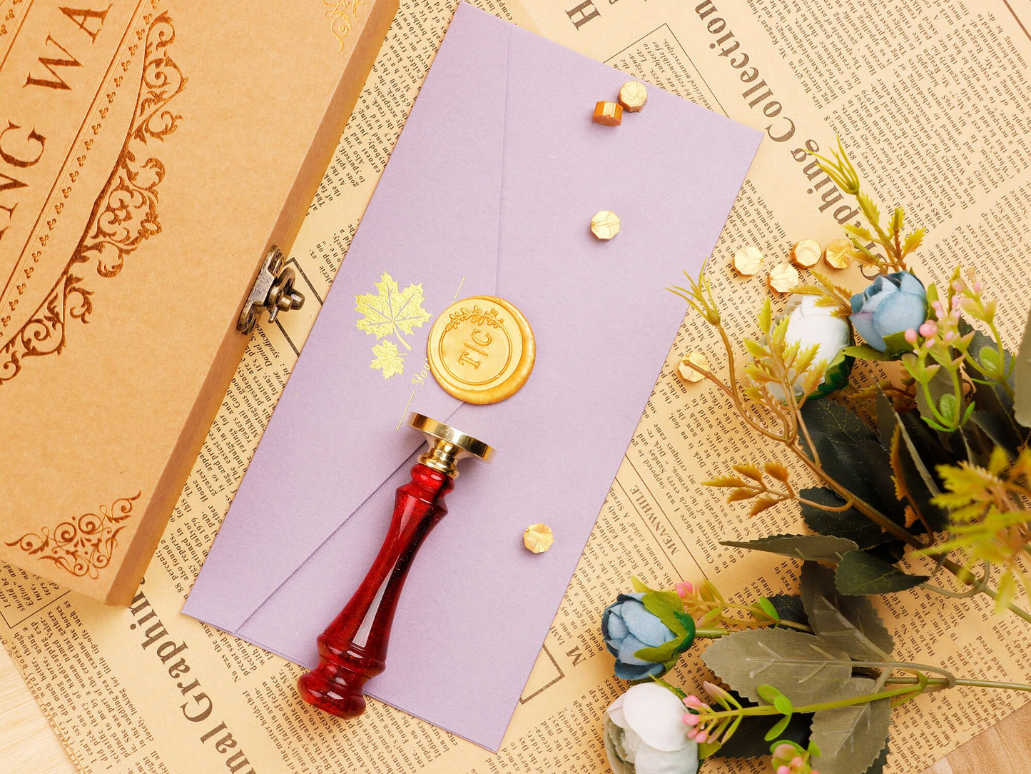 Wax seal stamp custom for wedding , Personalized wax stamp kit , Custom wedding wax seal kit , Initial wax seal stamp custom for gift | JM34 | LD85