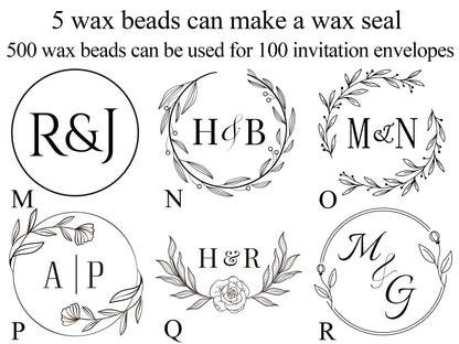 Personalized initial wax seal stamp kit for wedding , Custom wax seal kit , Wedding wax seal stamp custom , Wax stamp seal | HQ66 | NH30