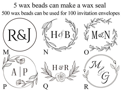 Custom wax seal stamp kit for wedding , Custom wax seal kit , Initial wax seal stamp kit custom , Wedding wax seal stamp kit | OL13 | BK45