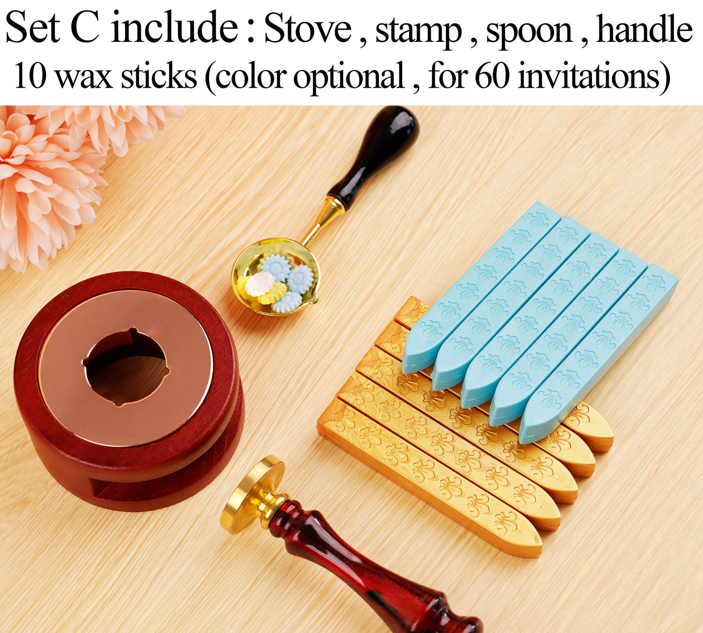 Personalized Wax Seal Stamp Kit - Ideal for Wedding Invitations, Gifts, and Special Occasions, with Initial Wax Seal | TZ54 | AO96