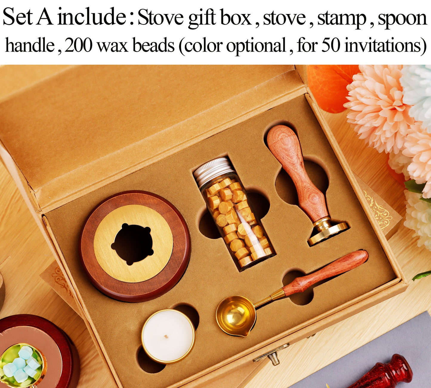 Personalized Wax Seal Stamp Kit - Ideal for Wedding Invitations, Gifts, and Special Occasions, with Initial Wax Seal | TZ54 | AO96