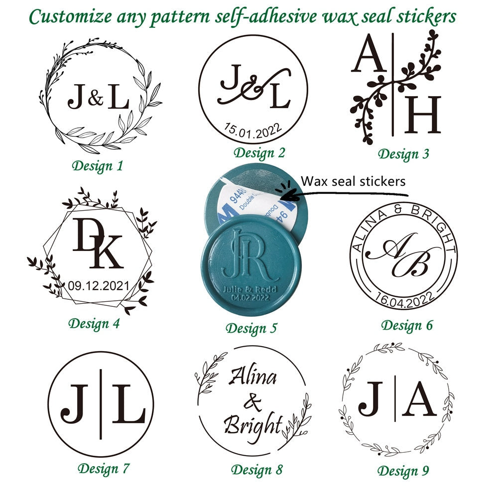 Pre-made Wax Seals, Personalized Wax Seal Stickers, Wax Seals Stickers, Custom Self Adhesive Wax Seal, Wedding Self Adhesive Wax Stickers