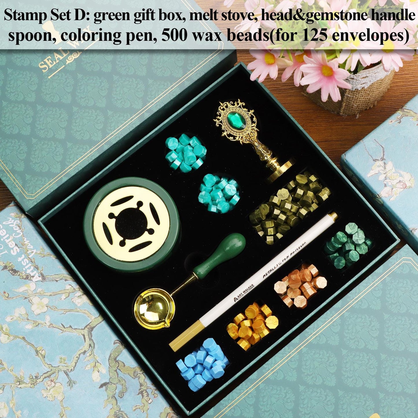 Two Stamp Heads Customized Wax Seal Stamp Kit for Wedding Invitation , Personalized Wax Stamp Set for Gift , Initial Wax Seal Stamp Custom | OH80 | EU92