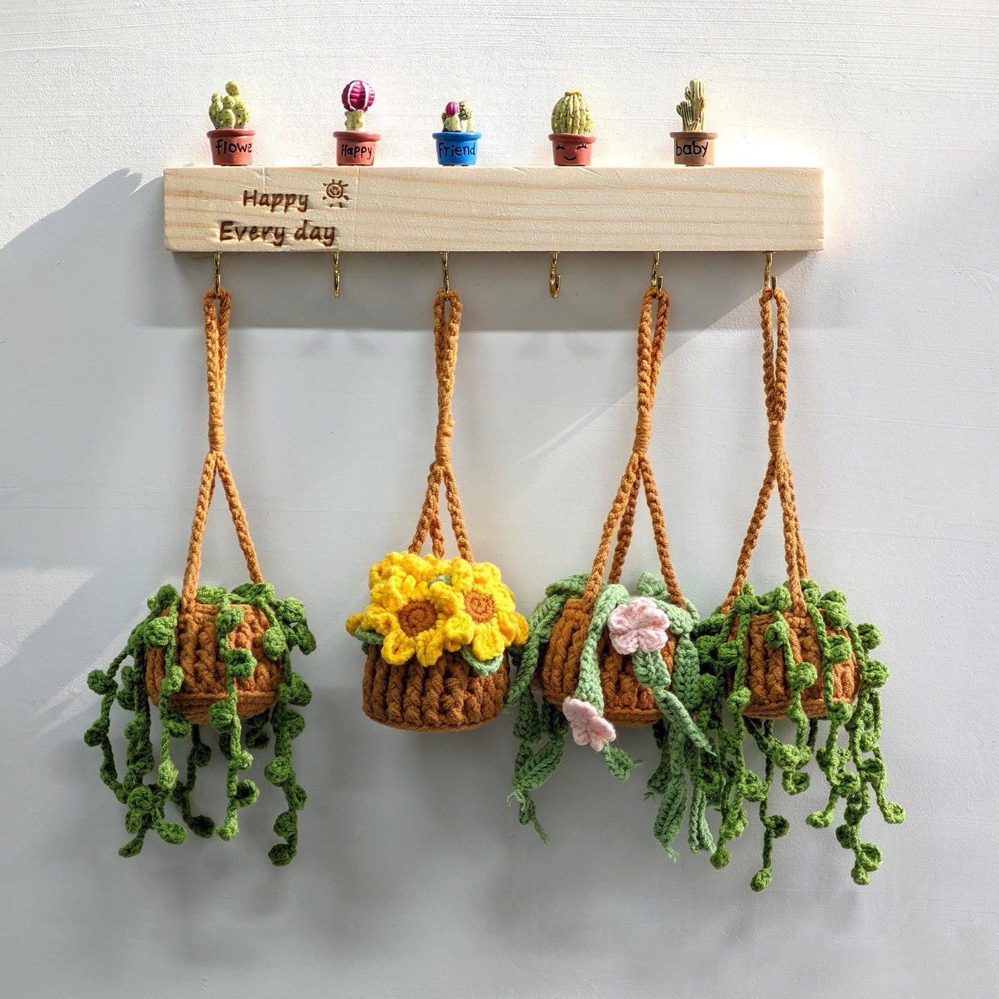 Crochet Wisteria Car Hanging, Car Rearview Mirror Plant Charm, Handmade Flower in Pot, Cute Car Decor, Gift for Her