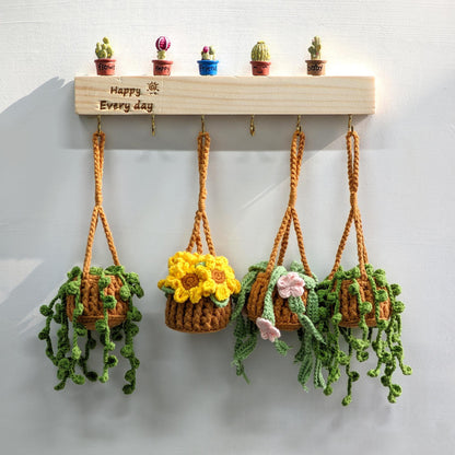 Crochet Wisteria Car Hanging, Car Rearview Mirror Plant Charm, Handmade Flower in Pot, Cute Car Decor, Gift for Her