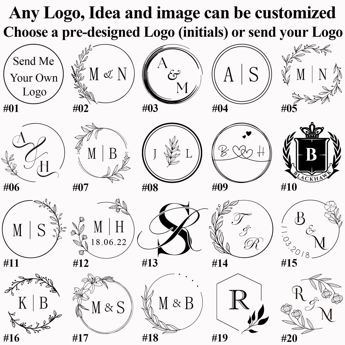 Two Stamp Heads Customized Wax Seal Stamp Kit for Wedding Invitation , Personalized Wax Stamp Set for Gift , Initial Wax Seal Stamp Custom | OH80 | EU92
