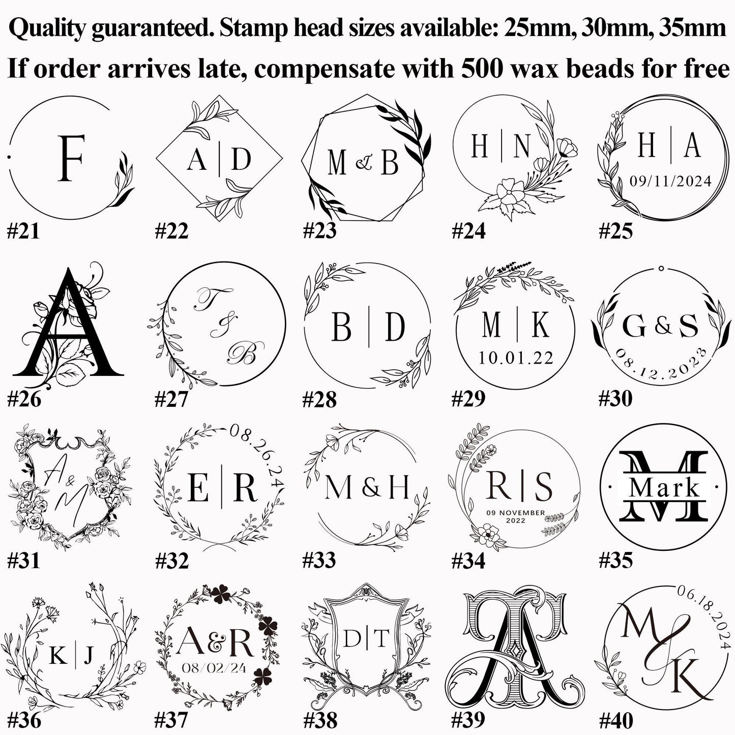 Two Stamp Heads Customized Wax Seal Stamp Kit for Wedding Invitation , Personalized Wax Stamp Set for Gift , Initial Wax Seal Stamp Custom | OH80 | EU92