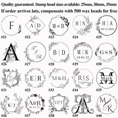 Two Stamp Heads Customized Wax Seal Stamp Kit for Wedding Invitation , Personalized Wax Stamp Set for Gift , Initial Wax Seal Stamp Custom | OH80 | EU92