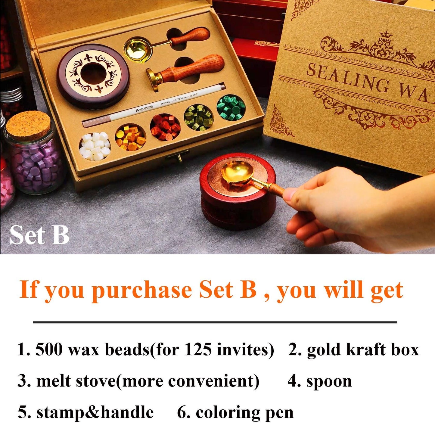 Two Stamp Heads Customized Wax Seal Stamp Kit for Wedding Invitation , Personalized Wax Stamp Set for Gift , Initial Wax Seal Stamp Custom | OH80 | EU92