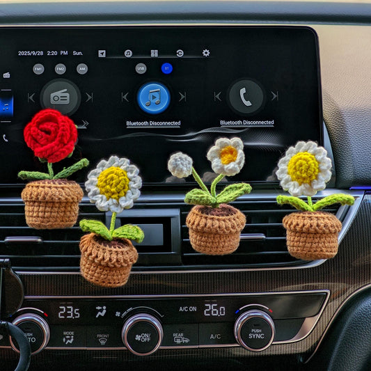 Crochet Car Plant with Vent Clip, Car Decor Gift