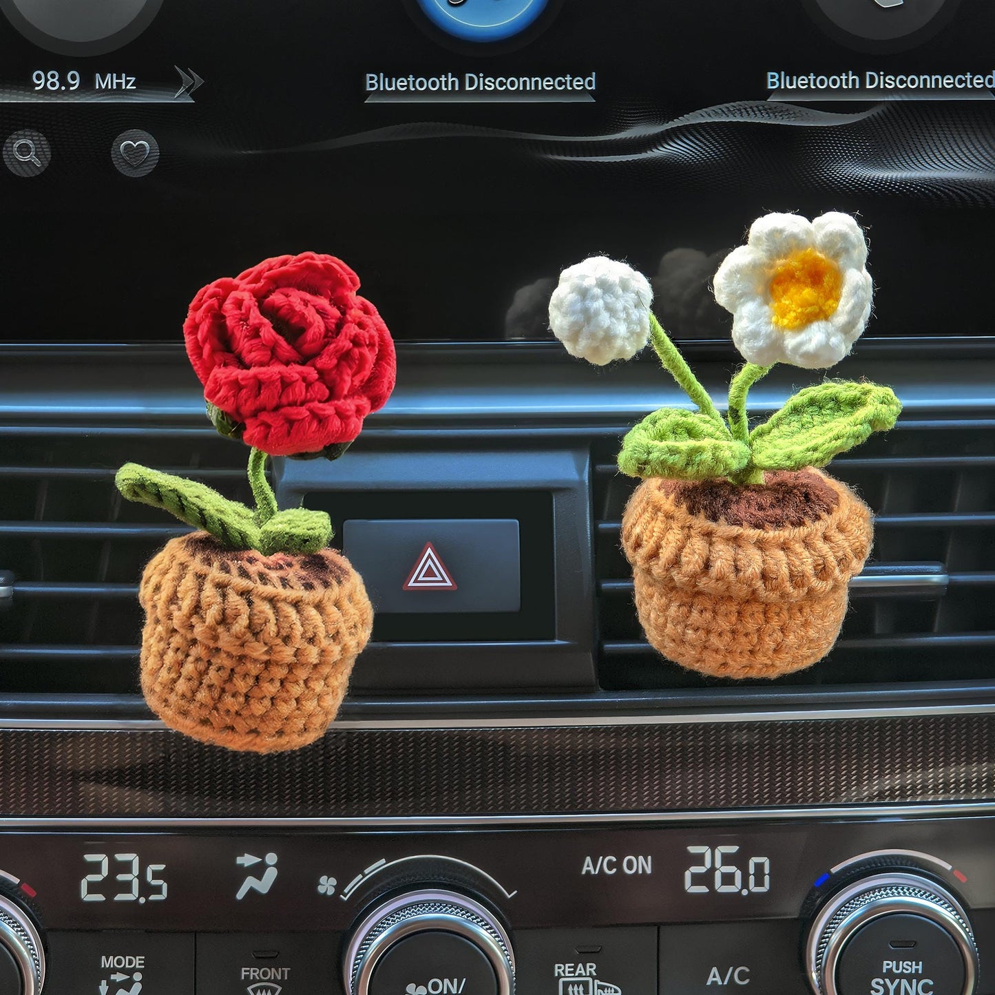 Crochet Car Plant with Vent Clip, Car Decor Gift