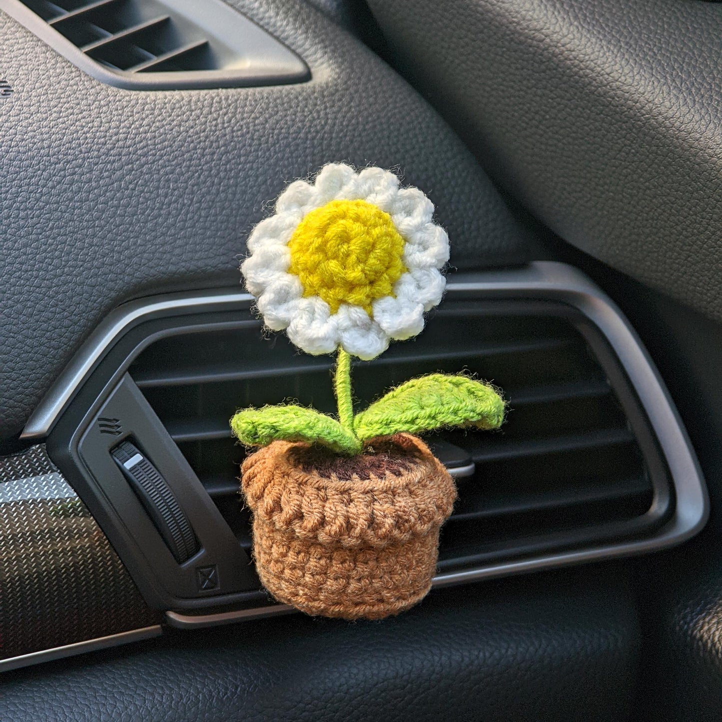 Crochet Car Plant with Vent Clip, Car Decor Gift