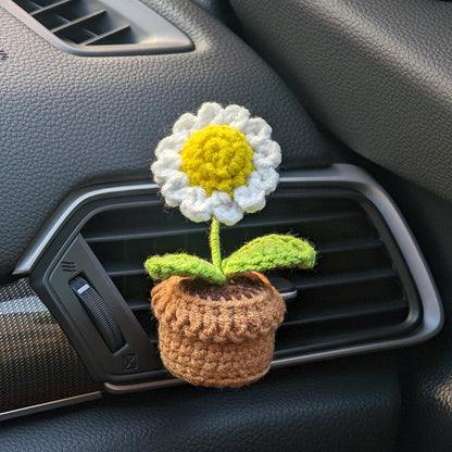 Crochet Car Plant with Vent Clip, Car Decor Gift