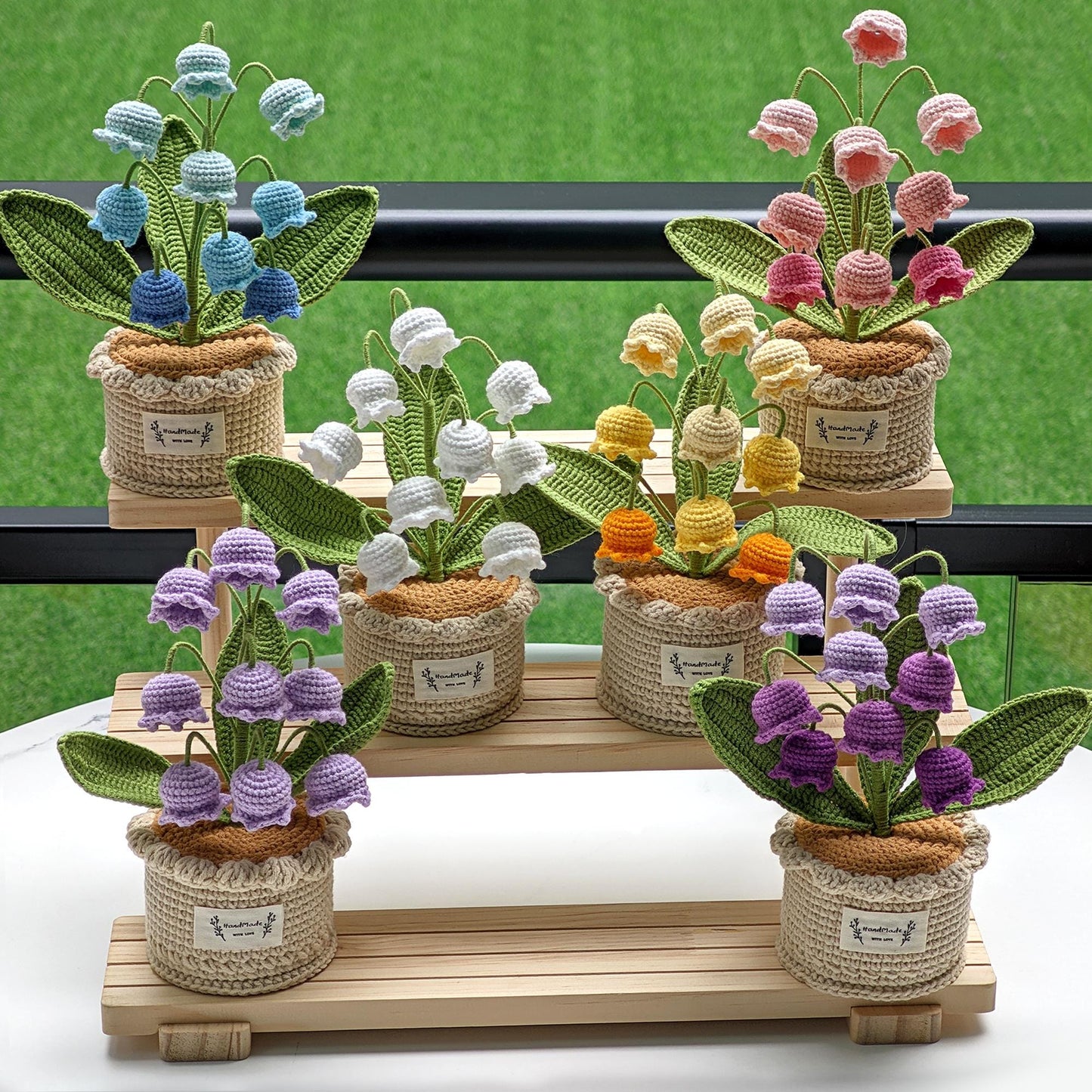 Handmade Crocheted Lily of The Valley Potted Plant