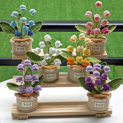 Handmade Crocheted Lily of The Valley Potted Plant