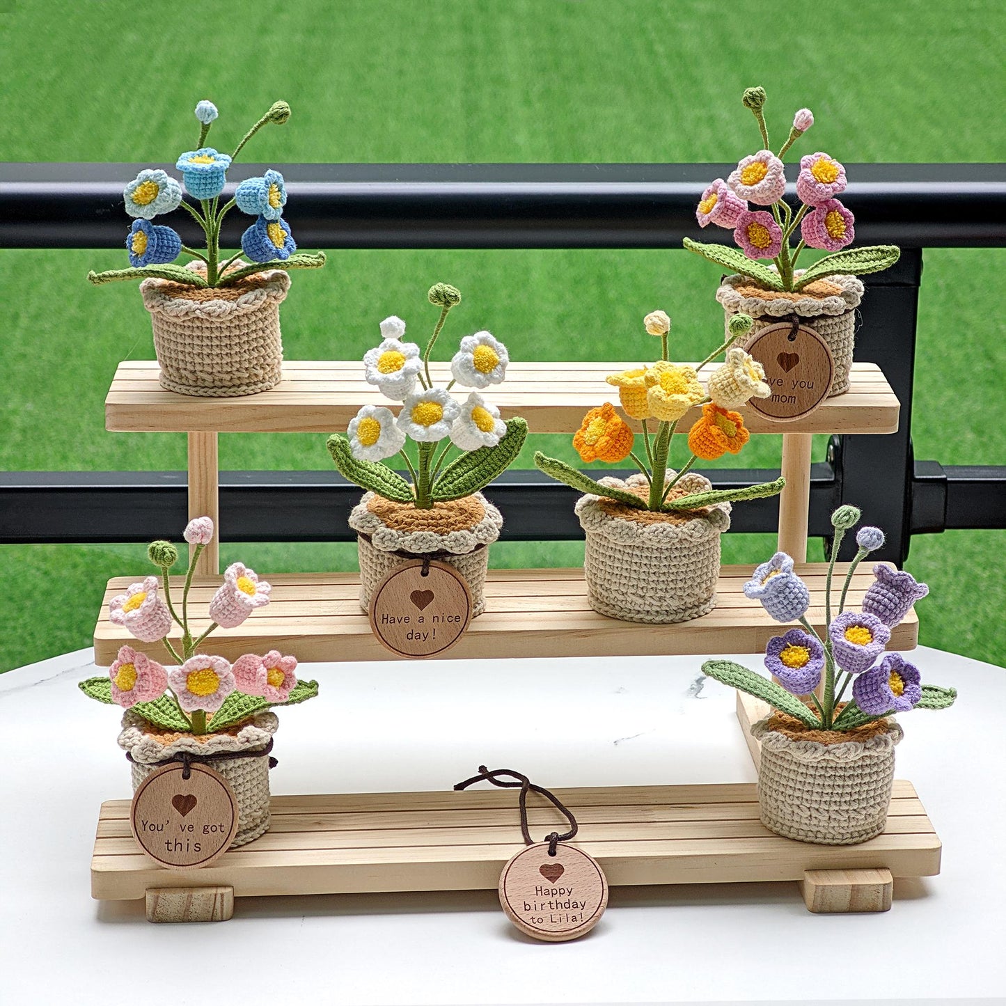 Handmade Crocheted Lily of The Valley Potted Plant