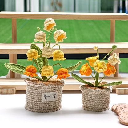 Handmade Crocheted Lily of The Valley Potted Plant