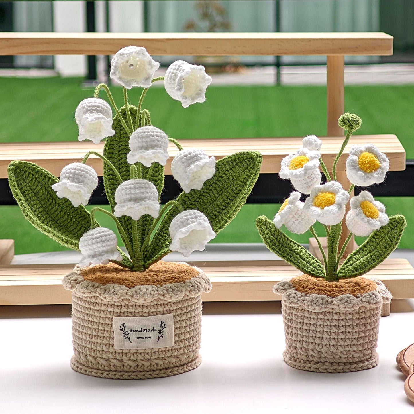 Handmade Crocheted Lily of The Valley Potted Plant