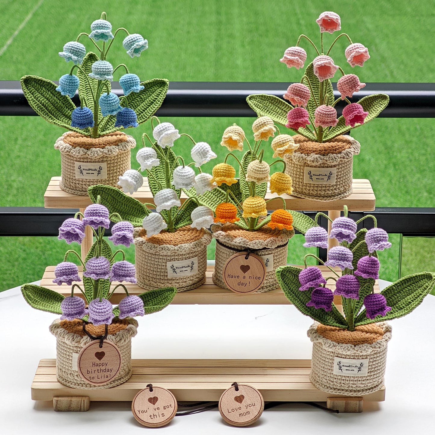 Handmade Crocheted Lily of The Valley Potted Plant