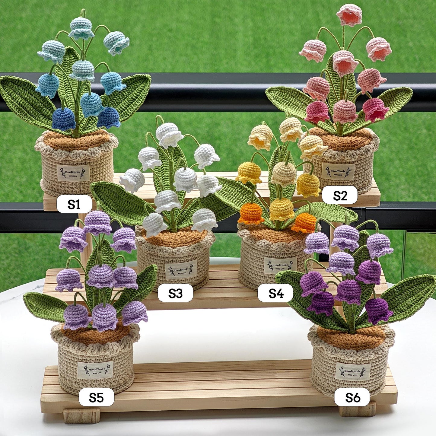 Handmade Crocheted Lily of The Valley Potted Plant