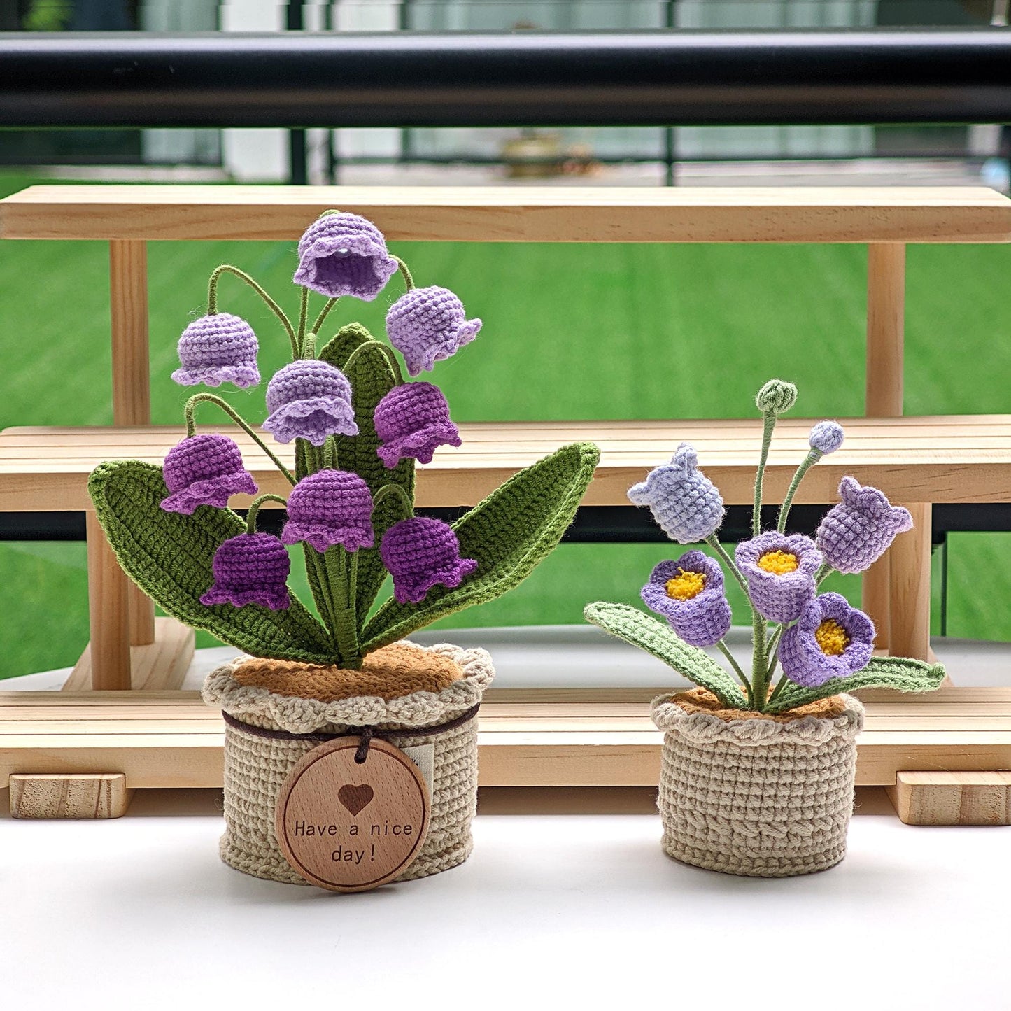 Handmade Crocheted Lily of The Valley Potted Plant