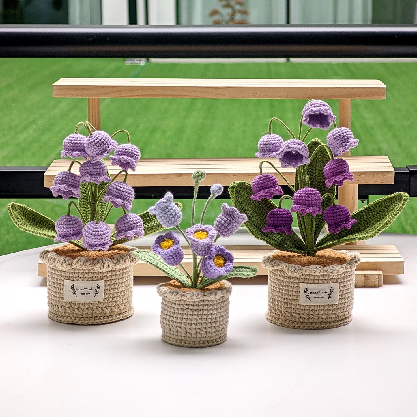 Handmade Crocheted Lily of The Valley Potted Plant