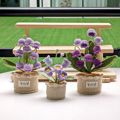 Handmade Crocheted Lily of The Valley Potted Plant