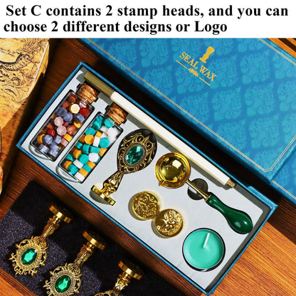 Two Stamp Heads Customized Wax Seal Stamp Kit for Wedding Invitation , Personalized Wax Stamp Set for Gift , Initial Wax Seal Stamp Custom | OH80 | EU92