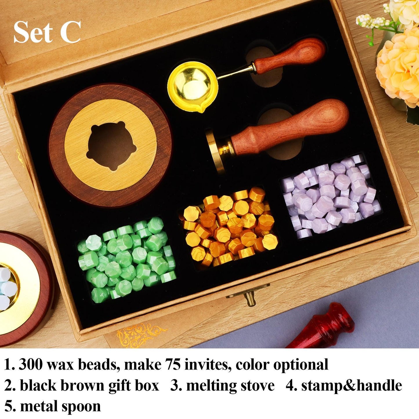 Custom Wax Seal Stamp Kit, Custom Monogram Initial Wax Seal Stamp Kit, Personalized Letter Wax Stamp Seal Kit, Customized Wax Seal Kit | OT74 | GR25