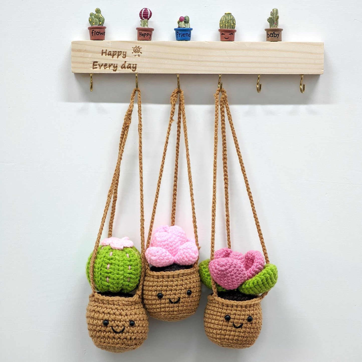 Crochet Cactus Succulent Car Hanging, Handmade Cactus Ball Plant Charm, Rearview Mirror Decor, Cute Car Accessory, Gift for Her