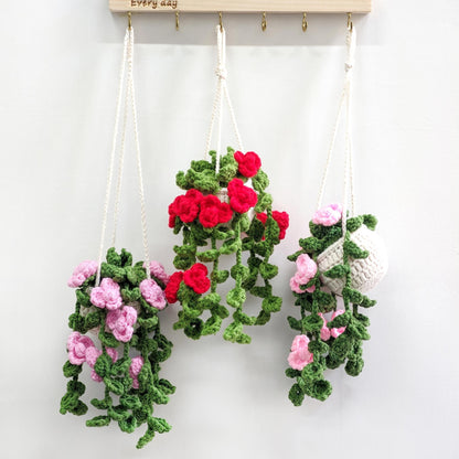Crochet Rose Car Hanging, Handmade Crochet Rose Flower Car Pendant, Rearview Mirror Decor, Cute Car Mirror Hanging, Gift for Her Mom