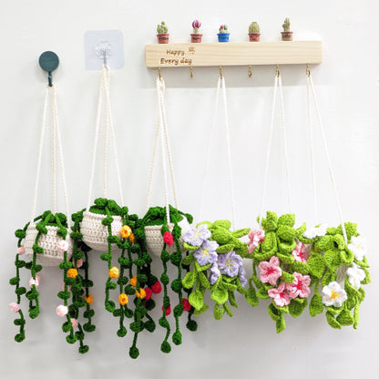 Crochet Car Hanging Plant, Handmade Car Pendant, Crochet Strawberry Flower Plant, Rearview Mirror Decor, Car Mirror Hanging, Gift for Mom