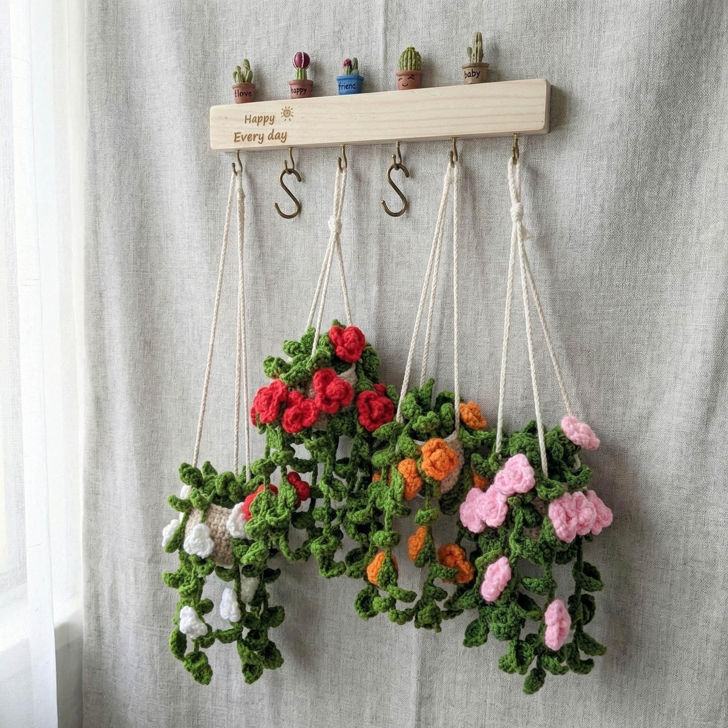 Crochet Rose Car Hanging, Handmade Crochet Rose Flower Car Pendant, Rearview Mirror Decor, Cute Car Mirror Hanging, Gift for Her Mom