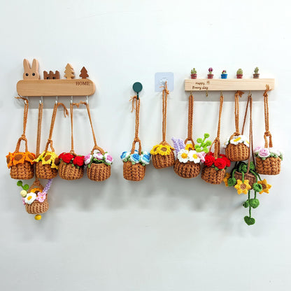 Crochet rose in pot, Crochet Car Hanging, Handmade Crochet Flower Pot, Mother's Day, Gift for Her, Gifts for plant lovers
