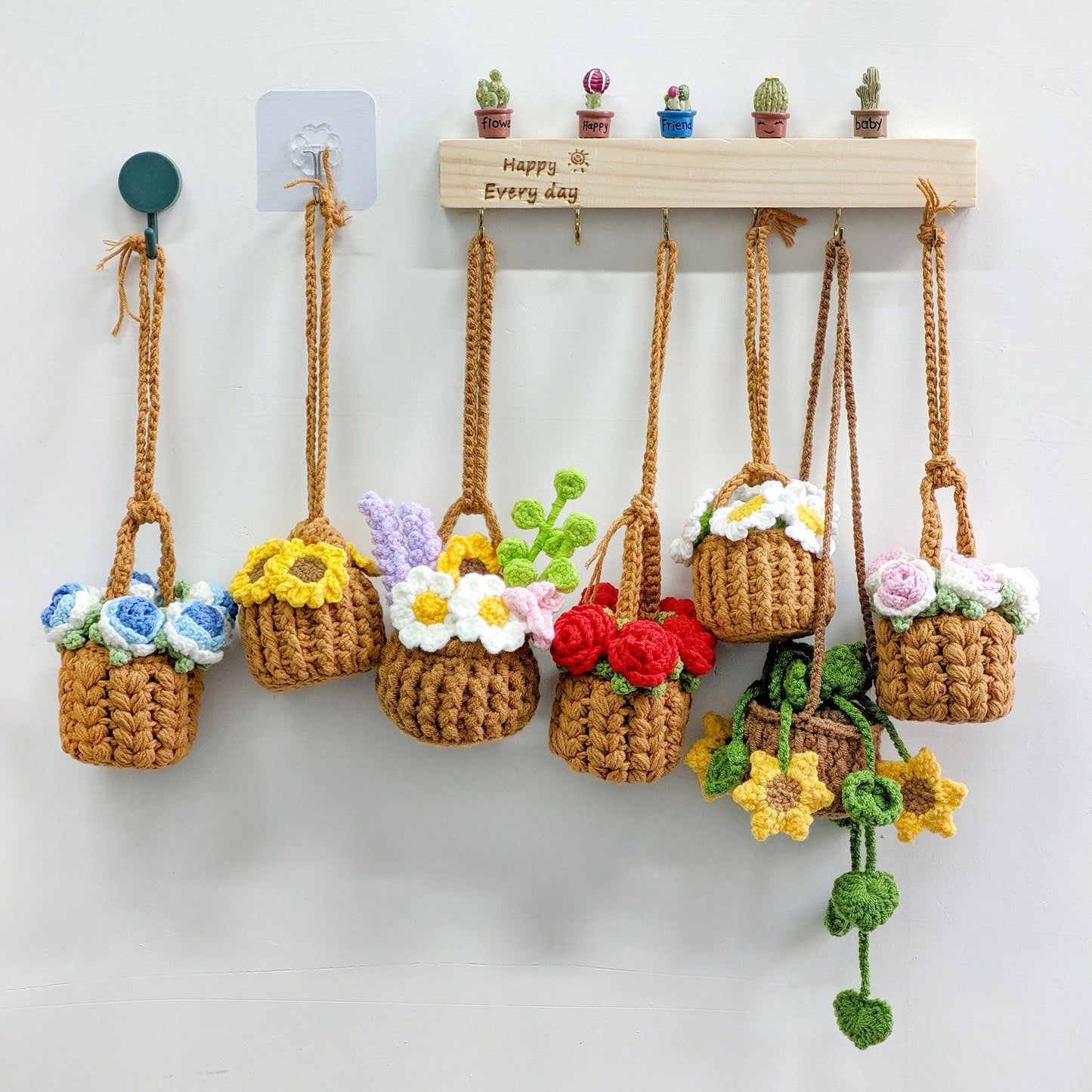 Crochet rose in pot, Crochet Car Hanging, Handmade Crochet Flower Pot, Mother's Day, Gift for Her, Gifts for plant lovers