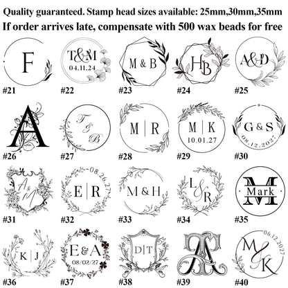 Personalized Couples Wedding Wax Stamp Seal Kit, Custom wax stamp kit for gift , Letter Wax seal kit , Initial wax seal stamp custom | EI31 | JW59