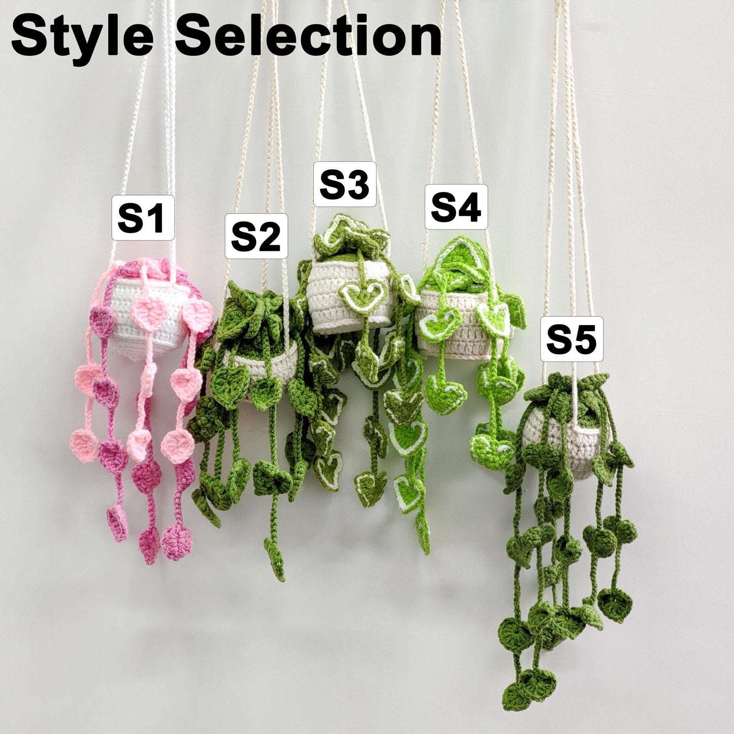 Crochet Flower Pot, Crochet Car Hanging Plant,Handmade Car Pendant Decor, Rearview Mirror Hanging Accessory, Cute Car Decor,Gift for Her