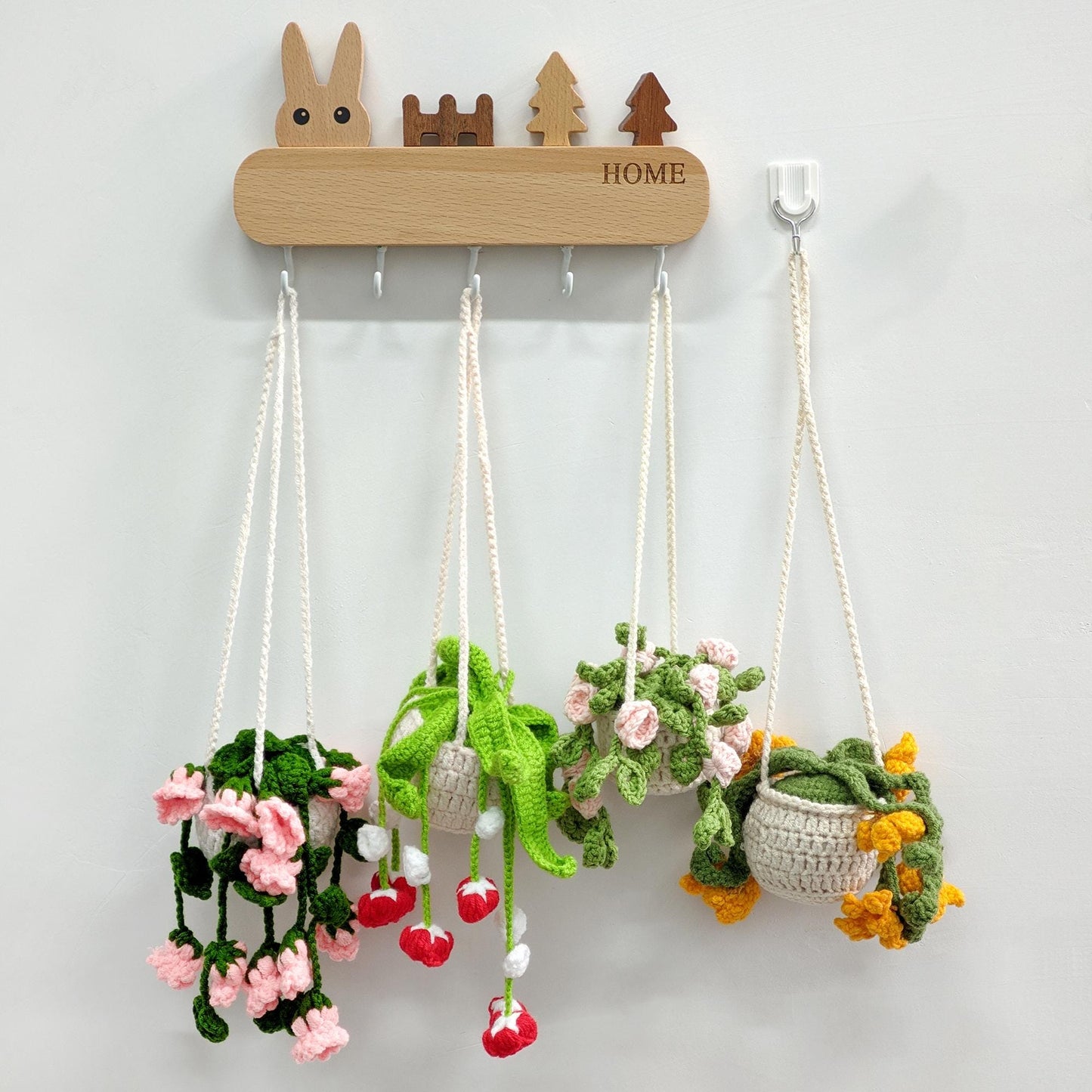 Crochet flowers, Handmade Car Pendant, Crochet hanging pots, Rearview Mirror Decor, Crochet car plant, Gift for Mom, Plant lover gift