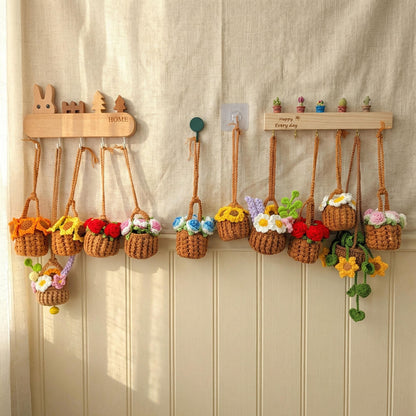 Crochet rose in pot, Crochet Car Hanging, Handmade Crochet Flower Pot, Mother's Day, Gift for Her, Gifts for plant lovers