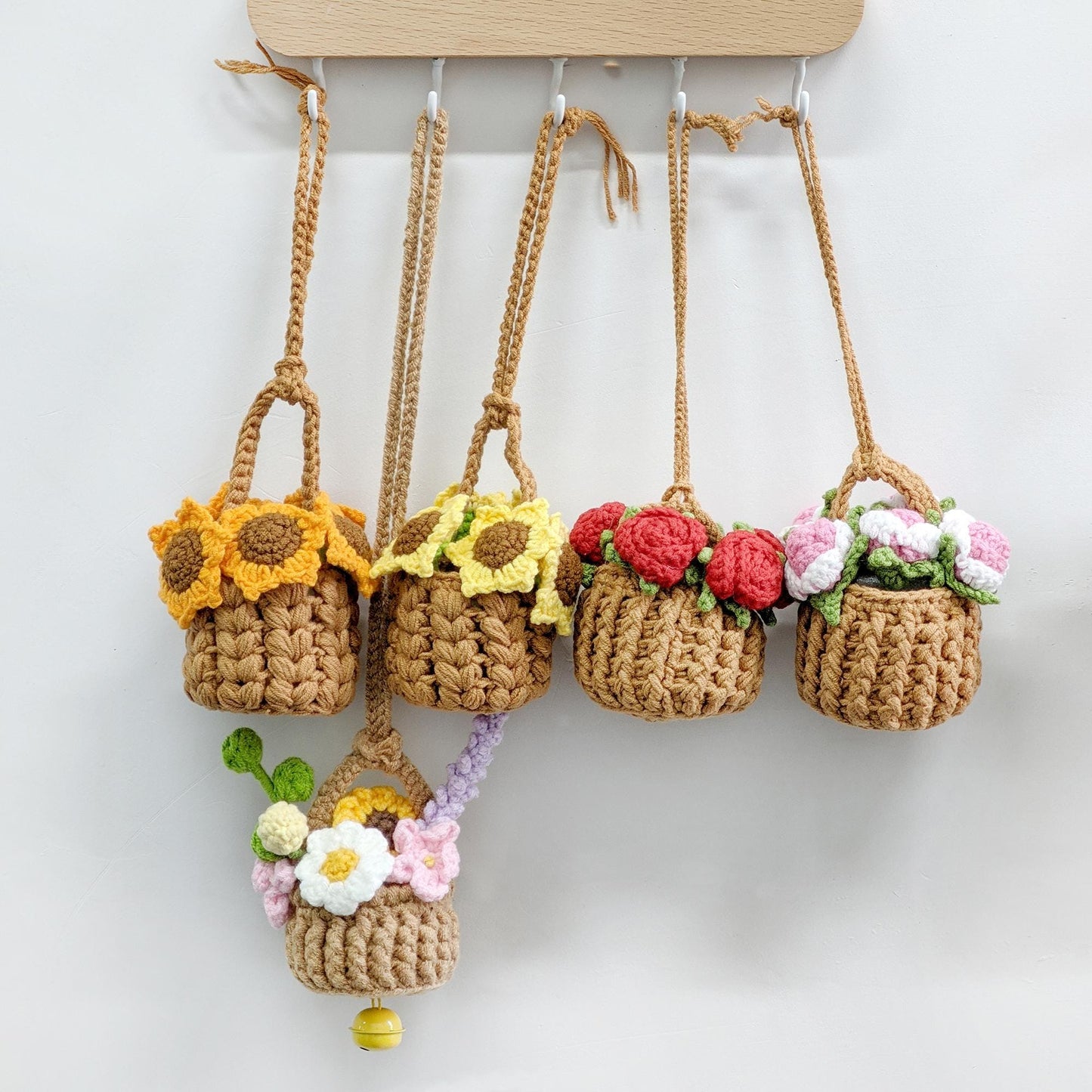 Crochet rose in pot, Crochet Car Hanging, Handmade Crochet Flower Pot, Mother's Day, Gift for Her, Gifts for plant lovers