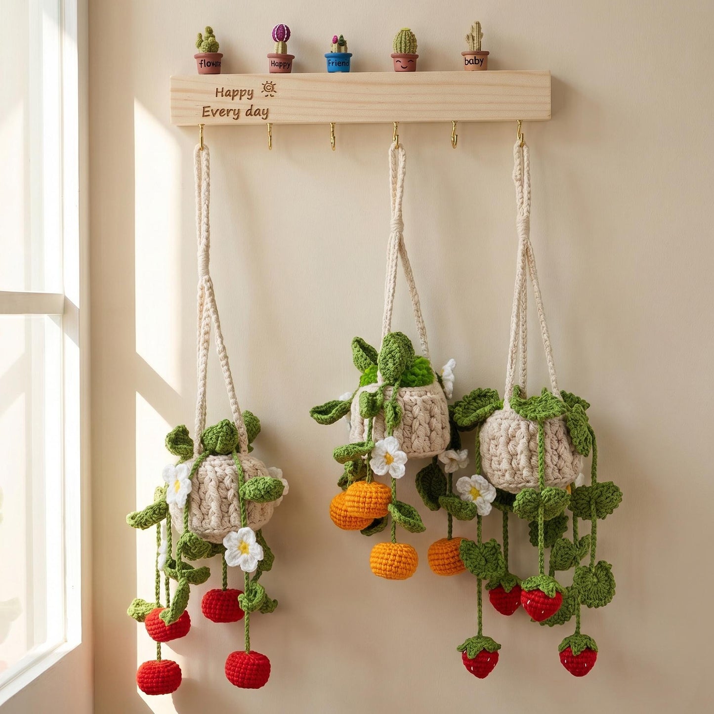 Personalized Crochet Plant Car Hanging Accessories, Gifts for Mom, Cute Crochet Flower, Car Decor, Hanging Plant, Crochet Flower in Pot