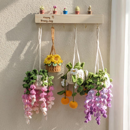 Personalized Crochet Plant Car Hanging Accessories, Gifts for Mom, Cute Crochet Flower, Car Decor, Hanging Plant, Crochet Flower in Pot
