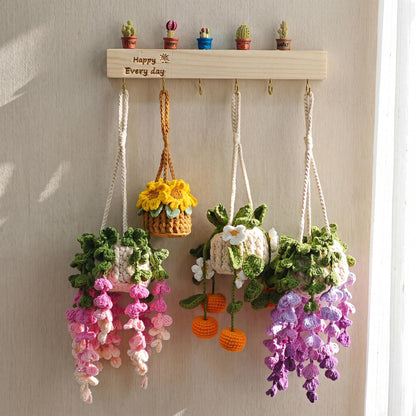 Personalized Crochet Plant Car Hanging Accessories, Gifts for Mom, Cute Crochet Flower, Car Decor, Hanging Plant, Crochet Flower in Pot