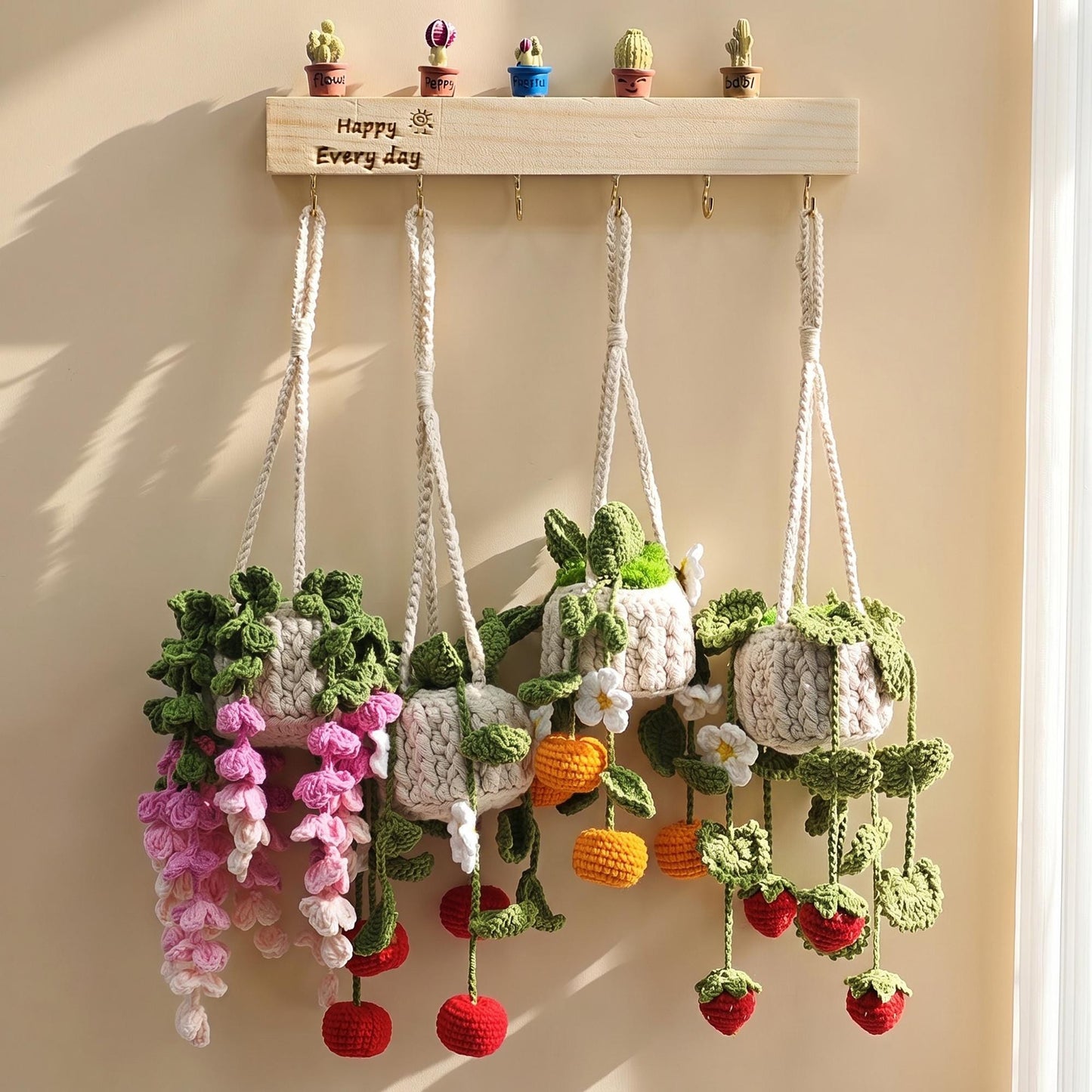 Personalized Crochet Plant Car Hanging Accessories, Gifts for Mom, Cute Crochet Flower, Car Decor, Hanging Plant, Crochet Flower in Pot