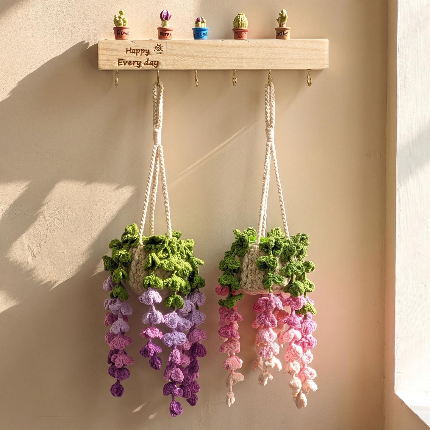 Personalized Crochet Plant Car Hanging Accessories, Gifts for Mom, Cute Crochet Flower, Car Decor, Hanging Plant, Crochet Flower in Pot