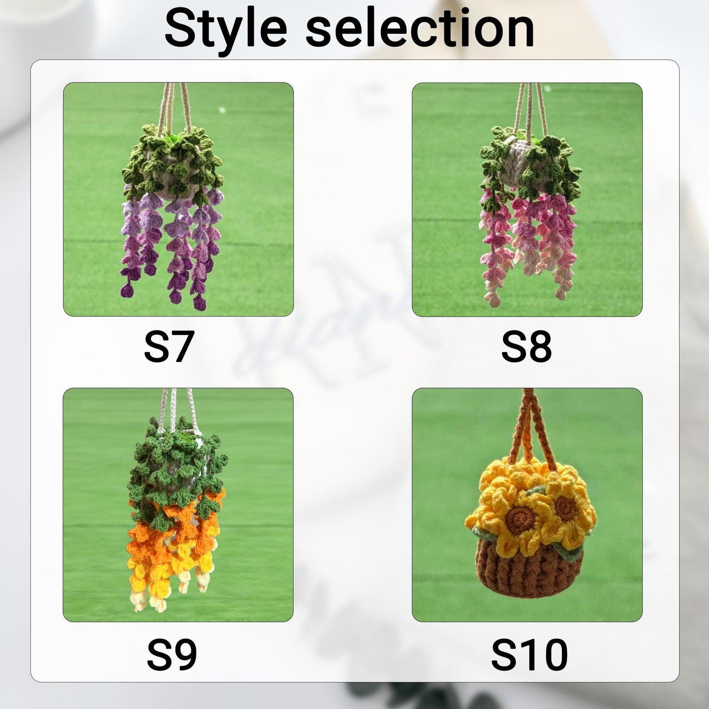 Personalized Crochet Plant Car Hanging, Crochet Flower, Car Decor, Hanging Plant, Crochet Flower in Pot, Rearview Mirror Accessories