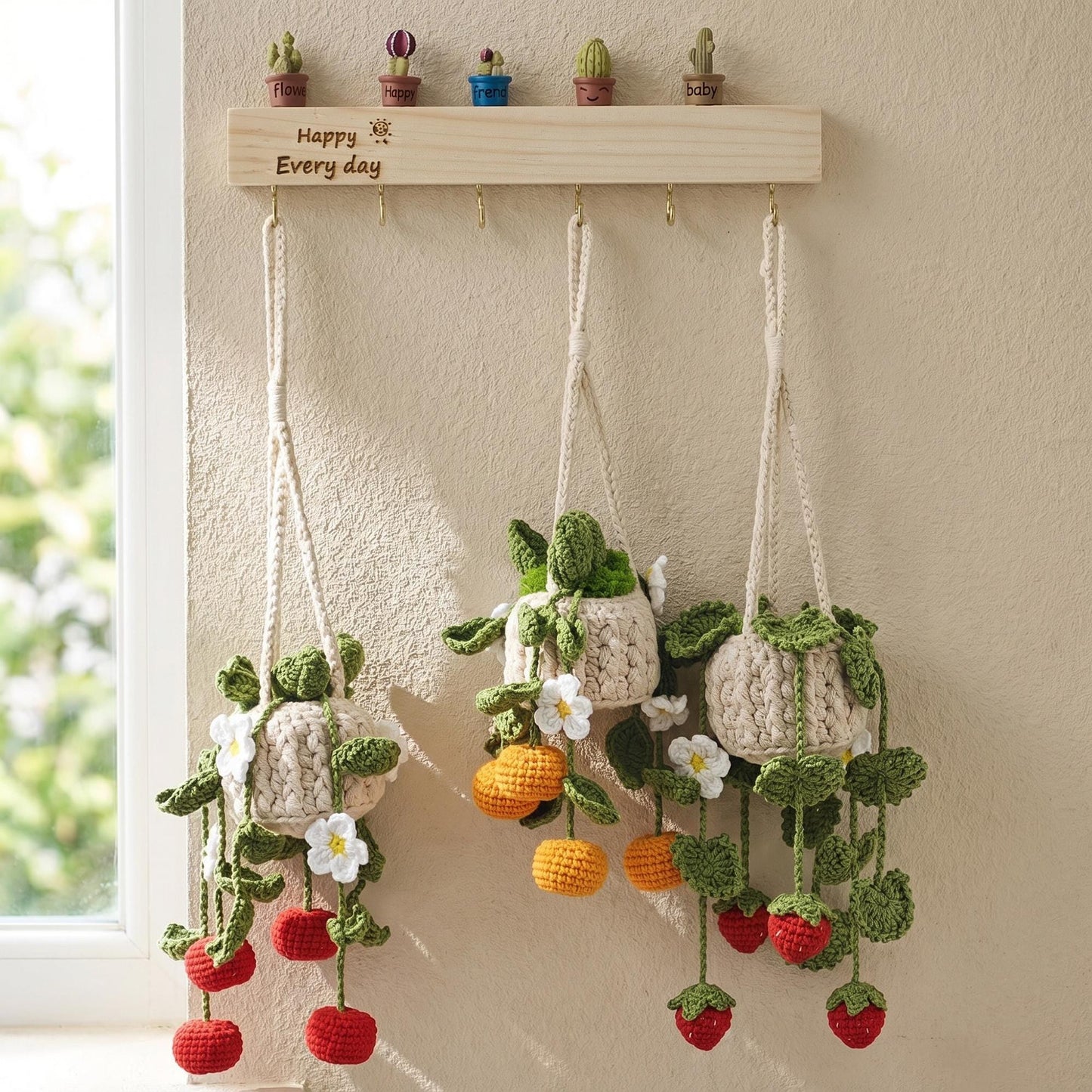Personalized Crochet Plant Car Hanging Accessories, Gifts for Mom, Cute Crochet Flower, Car Decor, Hanging Plant, Crochet Flower in Pot