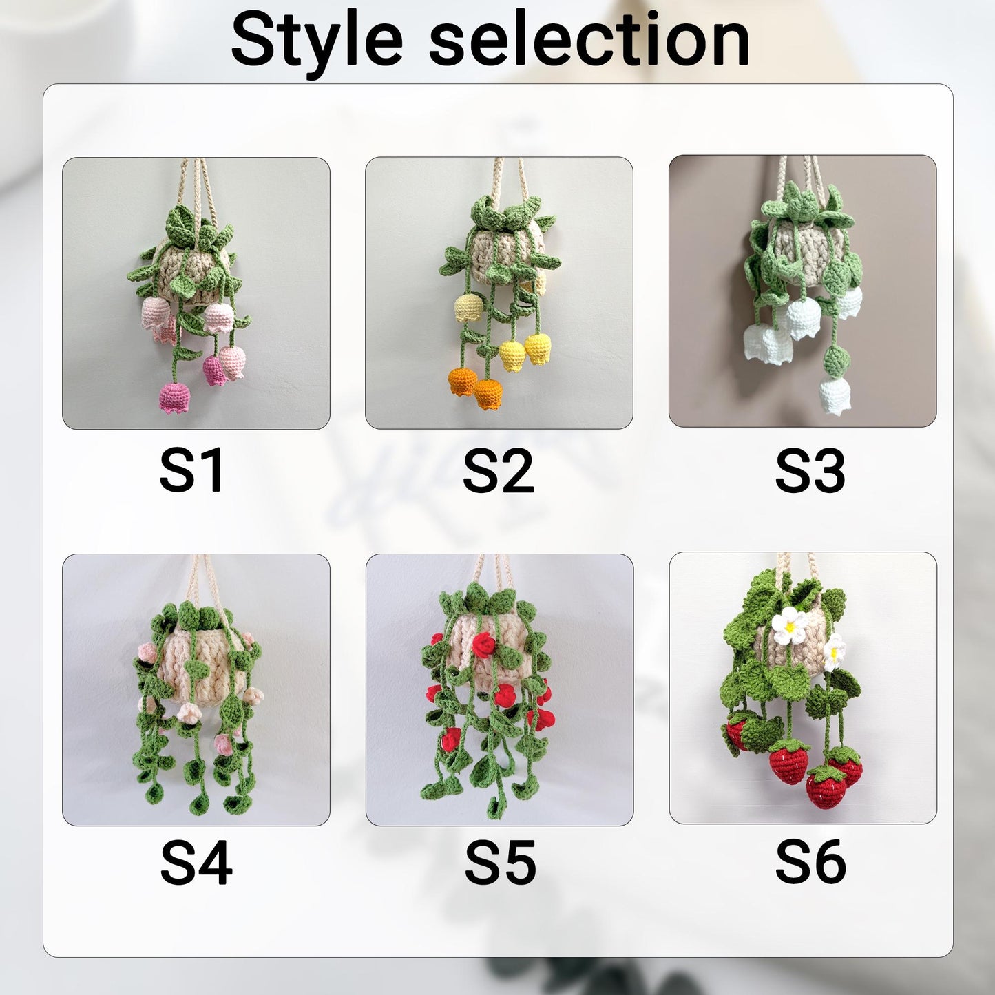 Personalized Crochet Plant Car Hanging Accessories, Gifts for Mom, Cute Crochet Flower, Car Decor, Hanging Plant, Crochet Flower in Pot