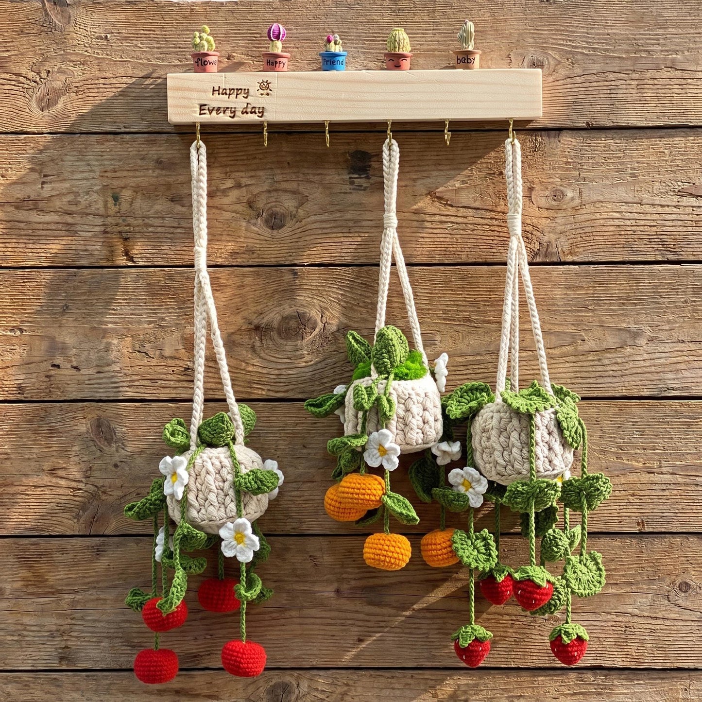 Personalized Crochet Plant Car Hanging, Crochet Flower, Car Decor, Hanging Plant, Crochet Flower in Pot, Rearview Mirror Accessories